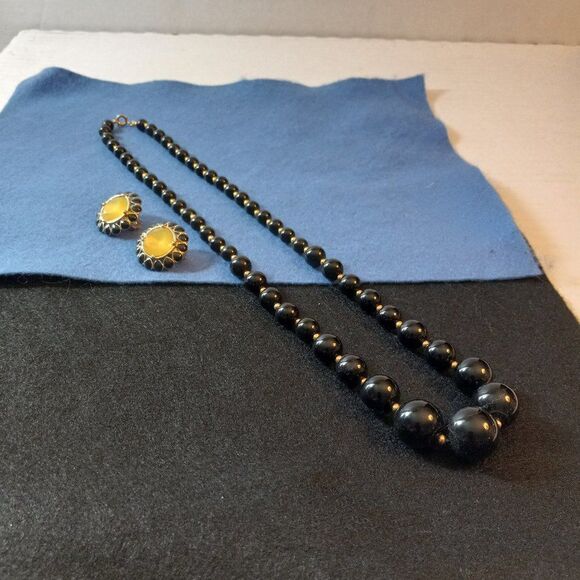 Vintage Beaded Necklace and Earrings - Picture 1 of 6